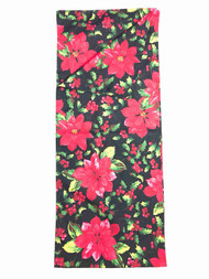 Holiday Home Christmas Table Runner Red & Black Poinsettia With Holly 14x70