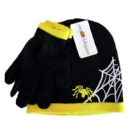 My Halloween Boys Black Spiderweb Beanie Gloves Set Halloween Spider
