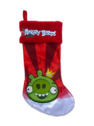 Red Satin & Faux Fur Angry Birds Pig Christmas Stocking