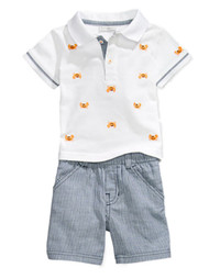 First Impressions Infant Boys 2 Piece Crab Polo T-Shirt & Striped Shorts
