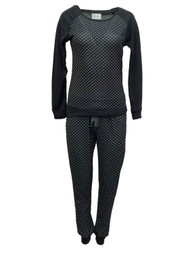 Willow Bay Womens Black & White Polka Dot Pajamas Soft Knit Pajama Sleep Set