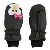 Aquarius Girls Black Penguin Snow & Ski Mittens Fleece & Thinsulate Lining