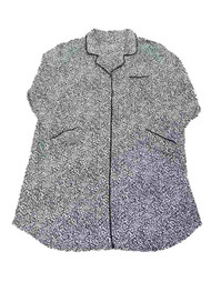 George Womens Black & White Leopard Print Sleep Shirt Long Sleeve Nightgown