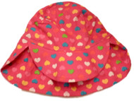Toddler Girls Dark Pink  Sun Hat Colorful Hearts Bucket Hat Fuchsia