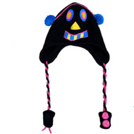 Manhattan Hat Company Womens Black Knit Robot Hat Critter Style Trapper