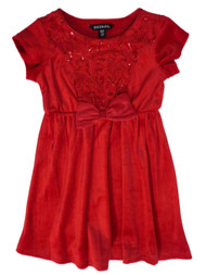 George Girls Red Velour Sequin Holiday Party Special Occasion Dress