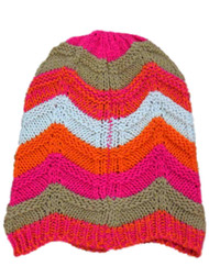 So Womens Orange & Brown Chevron Stripe Knit Beanie Stocking Cap Hat