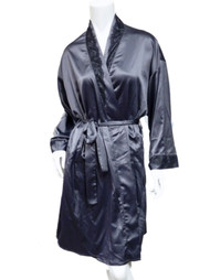 Vanity Fair Womens Silky Gray Robe Lace Front Housecoat Negligee Cover Up