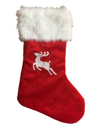 Trimmery Plush Red Reindeer Christmas Stocking