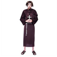 Adult Mens Monk Costume Brown Robe with Sash & Belt
