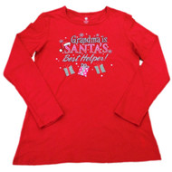 Holiday Time Women Red Grandma Is Santas Best Helper T-Shirt Holiday Tee Shirt