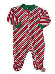 Infant Boys & Girls Red Fleece Candycane Stripe Sleeper Sleep Play