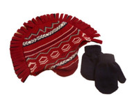 Faded Glory Toddler Boys Red Mohawk Trapper Hat & Mittens