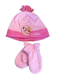 Disney Toddler Girls Pink Fleece Princess Hat & Mittens Beanie Set Snow White