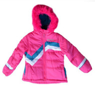Performance Gear Girls Pink Fur Trim Bubble Jacket Winter Ski Puffer Coat
