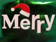 Trimmery Shiny Green Merry Christmas Cards Holiday Xmas Santa Hat