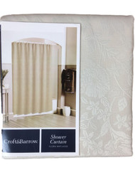 Croft & Barrow Flora Matlasse Fabric Shower Curtain Tan Embossed Floral Bath
