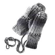 Mudd Womens Soft Gray Knit Mittens with String Attachment