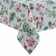Winter Wonderland Branches Fabric Tablecloth 60 x 84 Oblong - Sprigs & Berries