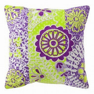 Purple & Yellow Embroidered Boho Throw Pillow Accent Toss Cushion