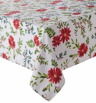 Food Network Holiday Poinsettia Microfiber Tablecloth Table Cloth 60X102 Oblong