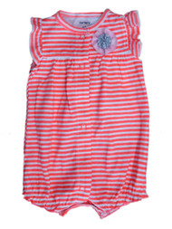 Carters Infant Girls Orange & White Striped Creeper Balloon Romper