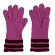 Fownes Womens Soft Purple Striped Knit Gloves Fuchsia Berry