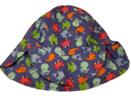 Toddler Boys Navy Blue Sun Hat Sea Creature Bucket Hat Fish Octopus Crab