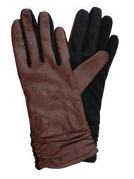 Touchpoint Womens Ruched Brown Leather Tech & Text Smart Gloves
