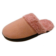Isotoner Womens Pink Rose Clog Slippers Cozy Faux Fur