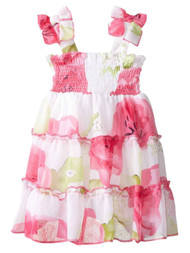 Blueberi Boulevard Infant Girls Pink Floral Print Chiffon Dress Sun Dress