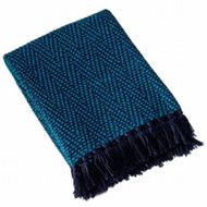 Sonoma Woven Blue Fringed Chevron Throw Blanket Soft & Cozy Warm