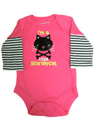 F Glory Infant Girl Pink Little Scaredy Cat Creeper Halloween Kitty Shirt
