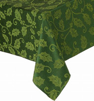 St Nicholas Square Rich Green Holly Tablecloth Fabric Table Cloth 90 Round