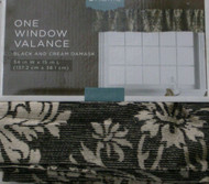 Home Black & Cream Damask Window Valance Curtain Topper