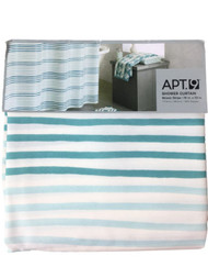 Apt 9 Teal Blue Mosaic Stripe Fabric Shower Curtain Pretty Striped Bath