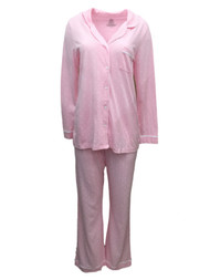 Valentines Womens Pink Polka Dot Notched Collar Button Up Pajamas Pajama Set