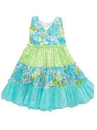 Blueberi Infant Toddler Girls Blue Green Tiered Dress Sun dress