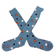 My Halloween Womens Long Gray Orange & Black Polka Dot Knee Socks