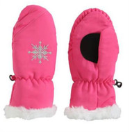 Aquarius Girls Pink Faux Fur Trim Snow & Ski Mittens Fleece & Thinsulate Lining