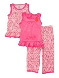 Carters Infant & Toddler Girls 3 Piece Sleepwear Set Pink Flower Pajamas PJs