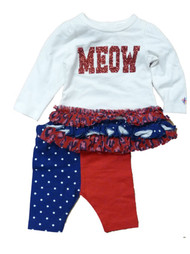 Truly Scrumptious Infant Girls Set Patriot Meow Ruffle Shirt & Stretch Pants