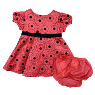 Rare Editions Infant Girls Red Black Polka Dot Satin Party Holiday Dress