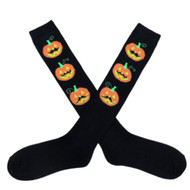 My Halloween Womens Long Black Pumpkins with Mustaches Knee Socks