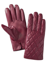 Womens Quilted Red Leather Gloves