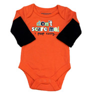 Faded Glory Infant Boys Girls Orange Dont Scare Me Creeper Halloween Shirt