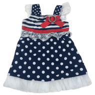 Little Lass Infant Toddler Girls Patriotic Ruffled Dress Polka Dot Sun Dress