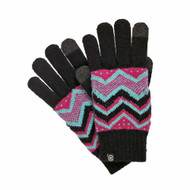 Isotoner Smart Touch Womens Black Knit Zig Zag Tech Gloves Smartouch Texting