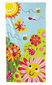 Jumping Beans Butterfly & Flower Plush Cotton Velour Beach Towel 30x60