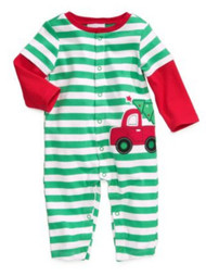 First Impressions Infant Boys Green Christmas Tree & Truck Coverall Sleeper